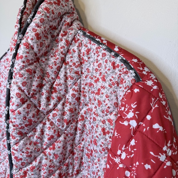 The Carmen Vibrant Micro Floral Patchwork Cropped Coat Quilted Puffer Jacket - Picture 6 of 15